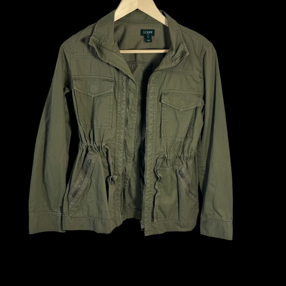 J.‎ Crew Factory Khaki Green Drawstring Waist Utility Jacket Sz XS
